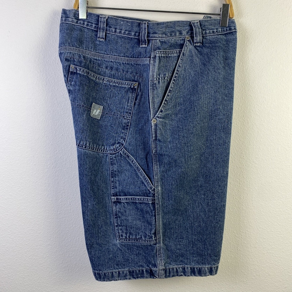 Urban Pipeline Carpenter Shorts Men 36 Blue Denim Loose Baggy Hip Hop Skater Y2K